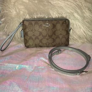 Coach double corner zip wallet/clutch CUSTOM CROSSBODY ALTERATION Good shape!